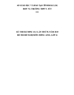 Đề thi Olympic 10 tháng 3 lần thứ 3 môn Tiếng Anh năm 2019 môn Tiếng Anh 11 THPT Yjut