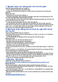 Giải SGK Lịch sử 7 Bài 5 : Phong trào cải cách tôn giáo | Chân trời sáng tạo