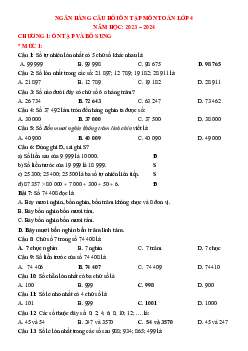 Đề cương ôn tập học kì 1 môn Toán 4 sách Chân trời sáng tạo