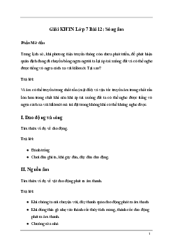 Giải sách Khoa học tự nhiên 7 Kết nối tri thức Bài 12: Sóng âm