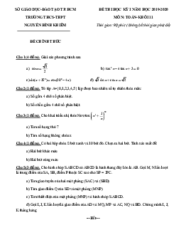 Đề thi HKI Toán 11 năm 2019 – 2020 trường Nguyễn Bỉnh Khiêm – TP HCM