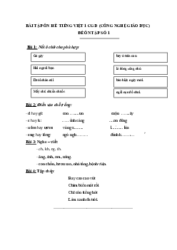 Phiếu bài tập ôn hè môn tiếng Việt lớp 1 lên lớp 2 theo chương trình mới