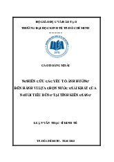 Luận văn Nghiên cứu yếu tố ảnh hưởng đến lựa chọn nước giải khát tại Kiên Giang môn Luận văn thạc sĩ kinh tế | Đại học Kinh tế Thành phố Hồ Chí Minh