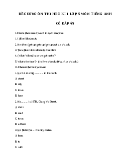 Đề cương tiếng Anh lớp 5 học kì 1 năm 2023 - 2024