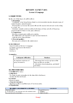 Giáo án Tiếng Anh 8 Global success Review 3 (Units 7-8-9)
