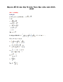 Đề thi vào 10 môn Toán năm 2023 - 2024 sở GD&ĐT Bạc Liêu