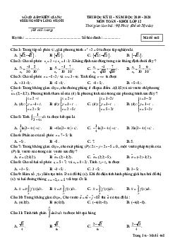 Đề thi học kỳ 2 Toán 12 năm 2019 – 2020 trường THPT Long Thạnh – Kiên Giang
