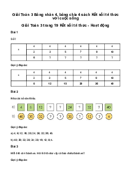 Giải Toán 3 Bài 6: Bảng nhân 4, bảng chia 4 | Kết nối tri thức