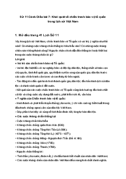 Sử 11 Cánh Diều bài 7: Khái quát về chiến tranh bảo vệ tổ quốc trong lịch sử Việt Nam