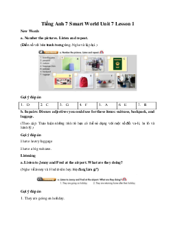 Tiếng Anh 7 Smart World Unit 7 Lesson 1