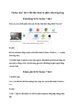 Giải Tin học 7 Bài 2: Hệ điều hành và phần mềm ứng dụng | Chân trời sáng tạo