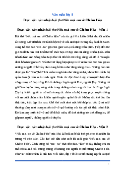 Văn mẫu lớp 8: Đoạn văn cảm nhận bài thơ Nếu mai em về Chiêm Hóa (2 mẫu) Ngữ Văn 8 | Cánh diều