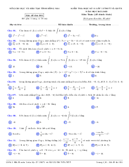 Đề kiểm tra học kỳ 2 Toán 12 năm 2021 – 2022 sở GD&ĐT Đồng Nai