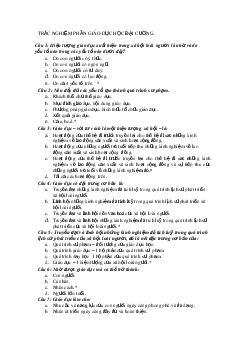 Trắc nghiệm phần giáo dục học đại cương