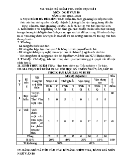 Đề thi học kì 1 môn Ngữ văn 10 năm 2023 - 2024 sách Chân trời sáng tạo đề 5