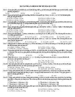 Sinh học 12 Chương III: Bài tập trắc nghiệm di truyền học quần thể