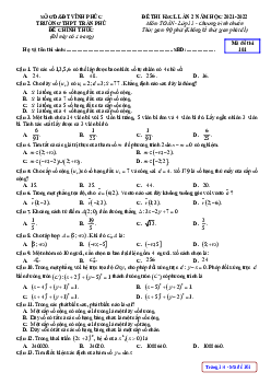 Đề thi KSCL Toán 11 lần 2 năm 2021 – 2022 trường THPT Trần Phú – Vĩnh Phúc