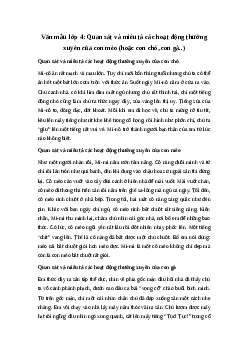 Quan sát và miêu tả các hoạt động thường xuyên của con mèo (hoặc con chó, con gà..) | Tập làm văn 4