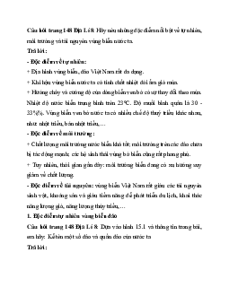 Giải SGK Địa lý 8 bài 15: Đặc điểm tự nhiên, môi trường và tài nguyên vùng biển đảo Việt Nam | Chân trời sáng tạo