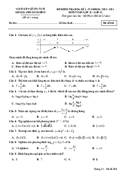 Đề học kì 1 Toán 12 năm 2023 – 2024 trường THPT Hồ Nghinh – Quảng Nam