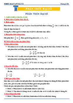 Phiếu bài tập Toán 8 chủ đề phân thức đại số