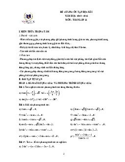 Đề cương ôn tập học kì 1 Toán 11 năm 2020 – 2021 trường THPT Vinschool – Hà Nội