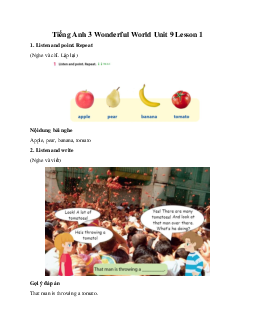 Giải BT Tiếng Anh 3 Wonderful World Unit 9 My Favourite Food Lesson 1