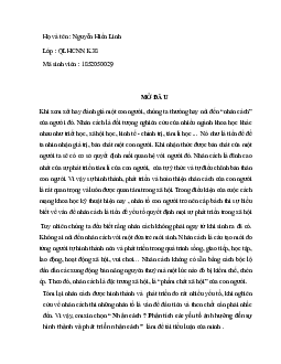 Tiểu luận ''Nhân cách ? Phân tích các yếu tố ảnh hưởng đến sự  hình thành và phát triển nhân cách''