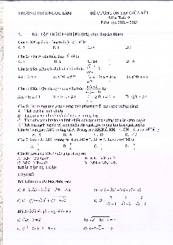 Đề cương ôn tập giữa kì 1 Toán 9 năm 2022 – 2023 trường THCS Ngọc Lâm – Hà Nội