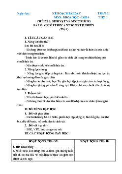 Giáo án Khoa học lớp 4 Tuần 31 | Chân trời sáng tạo