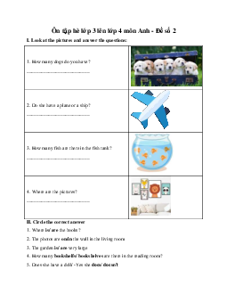 Ôn tập hè lớp 3 lên lớp 4 môn Anh - Đề số 2