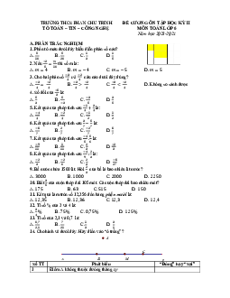 Đề cương học kì 2 Toán 6 năm 2023 – 2024 trường THCS Phan Chu Trinh – Hà Nội
