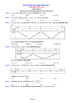 Đề ôn thi TN THPT 2023 môn Toán (có lời giải chi tiết)-Đề 2