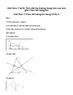Giải Toán 7 Bài 6: Tính chất ba đường trung trực của tam giác | Chân trời sáng tạo
