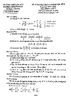 Đề kiểm tra chất lượng HK1 Toán 7 năm 2020 – 2021 trường chuyên Hà Nội – Amsterdam