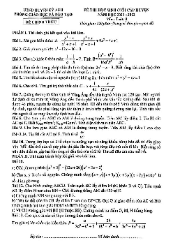 Đề học sinh giỏi huyện Toán 8 năm 2021 – 2022 phòng GD&ĐT Kỳ Anh – Hà Tĩnh