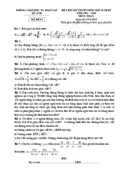 Đề thi thử Toán vào lớp 10 năm 2023 – 2024 phòng GD&ĐT Kỳ Anh – Hà Tĩnh