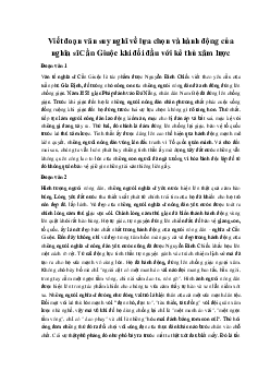 Viết đoạn văn suy nghĩ về lựa chọn và hành động của nghĩa sĩ Cần Giuộc khi đối đầu với kẻ thù xâm lược | Văn mẫu 11 Kết nối tri thức