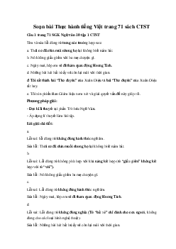 Soạn bài Thực hành tiếng Việt Ngữ Văn 10 trang 71 sách Chân Trời Sáng Tạo