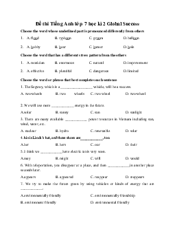 Đề thi tiếng Anh lớp 7 học kì 2 sách Global Success số 2