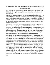 Bài Thu Hoạch Chuyến Đi Tham Quan Dinh Độc Lập Ngày 20/10/2018