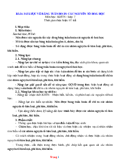 Giáo án KHTN 7 kết nối tri thức bài 4: Sơ lược về bảng tuần hoàn các nguyên tố hoá học
