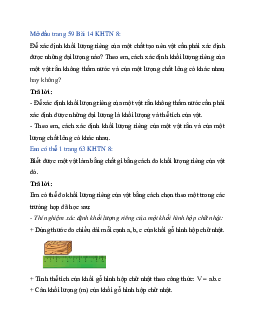 Giải Khoa học tự nhiên 8 bài 14: Thực hành xác định khối lượng riêng | Kết nối tri thức