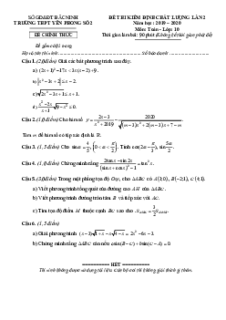 Đề kiểm định chất lượng Toán 10 lần 2 năm 2019 – 2020 trường THPT Yên Phong 2 – Bắc Ninh