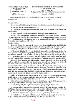 Đề thi tuyển sinh lớp 10 THPT Chuyên năm 2020-2021 môn hóa học Sở GD Quảng Nam (có lời giải)