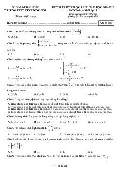 Đề thi thử Toán 11 THPT QG 2019 – 2020 lần 1 trường Yên Phong 1 – Bắc Ninh