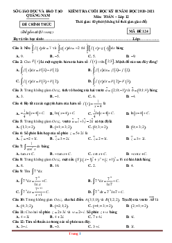 Đề thi hk2 toán 12 sở gd & đt quảng nam 2020-2021 có đáp án