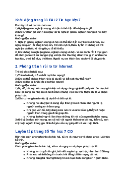 Giải SGK Tin học 7 Bài 2 Ứng xử tránh rủi ro trên mạng| Cánh diều