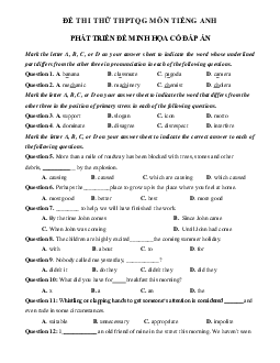Đề thi thử THPT Quốc Gia 2023 môn Tiếng Anh - Đề 16 (có đáp án)