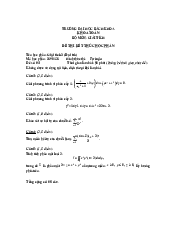 Đề thi giải tích 2 cuối kì | Trường đại học Bách Khoa, Đại học Đà Nẵng